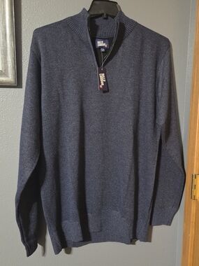Billy London Men's Navy Zip-Front Knit Sweater NWT XXL